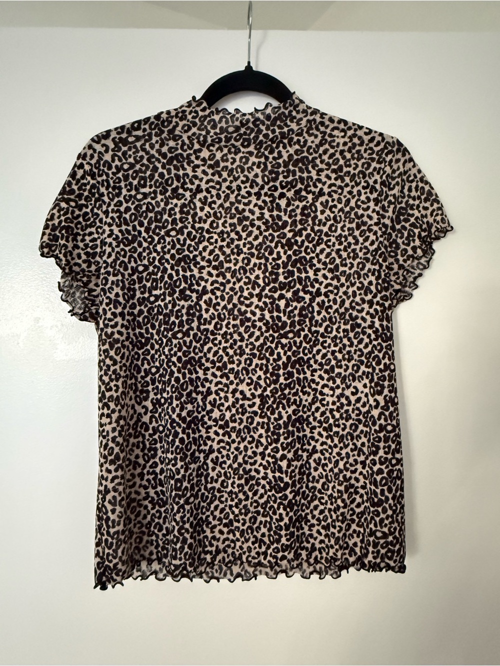 Nine West Leopard Print Short Sleeve Top - Beige & Black